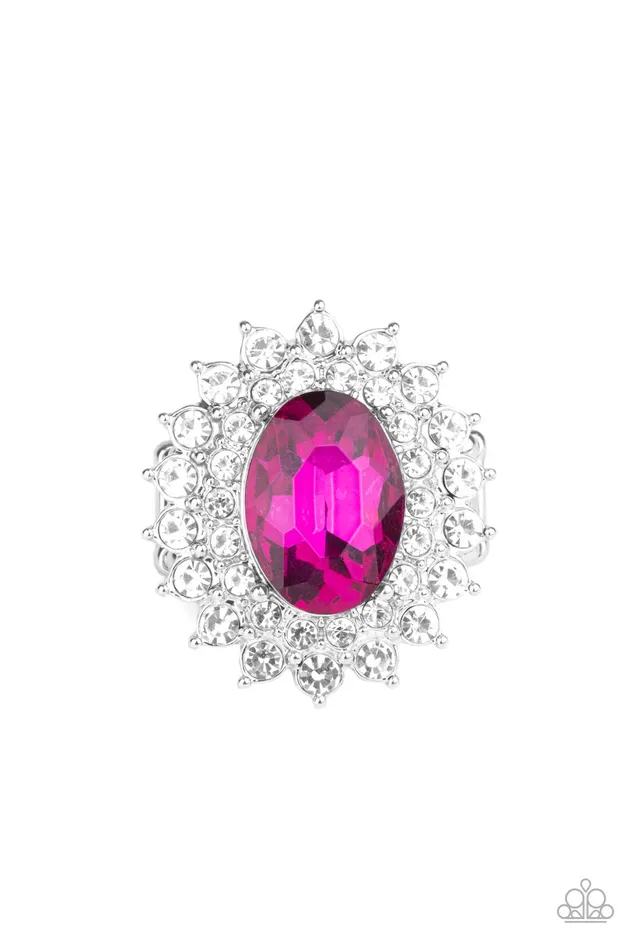 Rings Secret Garden Glow Pink Gem and White Rhinestone Ring Paparazzi Paparazzi Accessories Rings Secret Garden Glow Pink Gem and White Rhinestone Ring Paparazzi Paparazzi Accessories