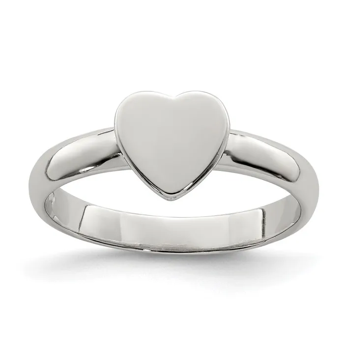 Rings Sterling Silver Rhodiumplated Polished Heart Childrens Ring 176 grams Qgold Rings Sterling Silver Rhodiumplated Polished Heart Childrens Ring 176 grams Qgold