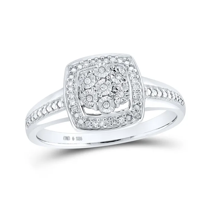 Rings Sterling Silver Square Ring 120 Cttw Round Natural Diamond Womens 219 grams GND Rings Sterling Silver Square Ring 120 Cttw Round Natural Diamond Womens 219 grams GND