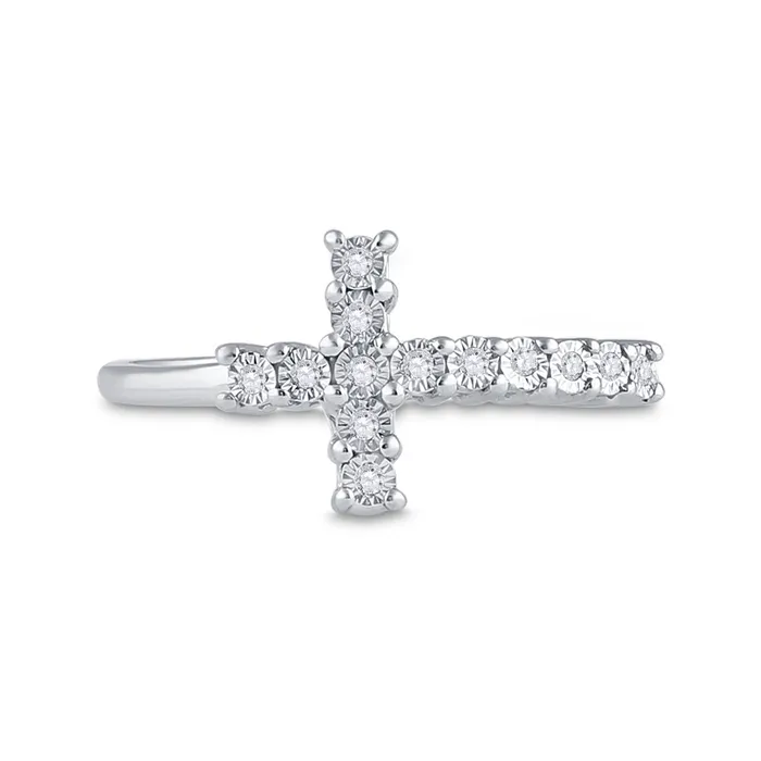 Rings Sterling Silver Womens Round Diamond Cross Cluster Ring 120 Cttw 204 grams GND Rings Sterling Silver Womens Round Diamond Cross Cluster Ring 120 Cttw 204 grams GND