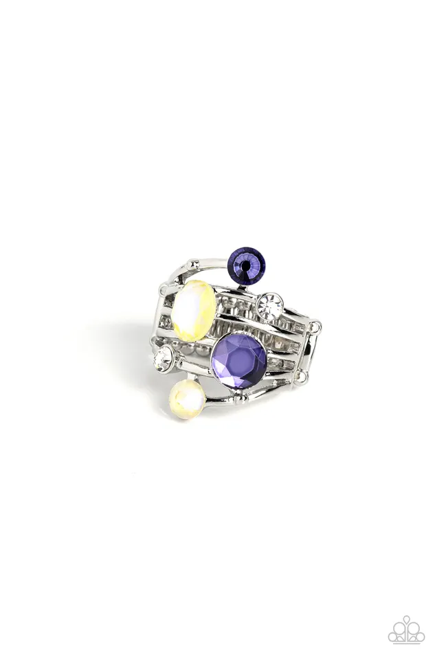 Rings Timeless Trickle Purple Yellow White Gem Silver Ring Paparazzi Paparazzi Accessories Rings Timeless Trickle Purple Yellow White Gem Silver Ring Paparazzi Paparazzi Accessories