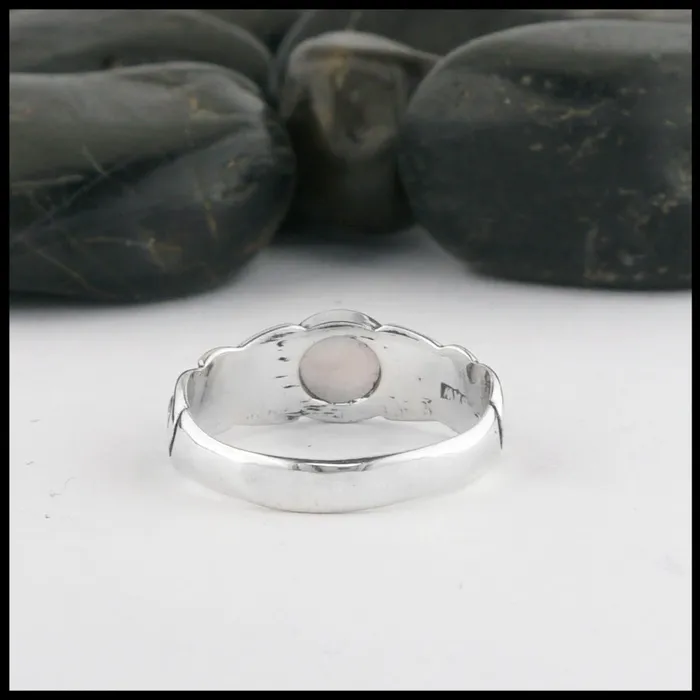 Rings Walker Metalsmiths Limited Edition Ban Tigherna Celtic Ring with Rose Quartz