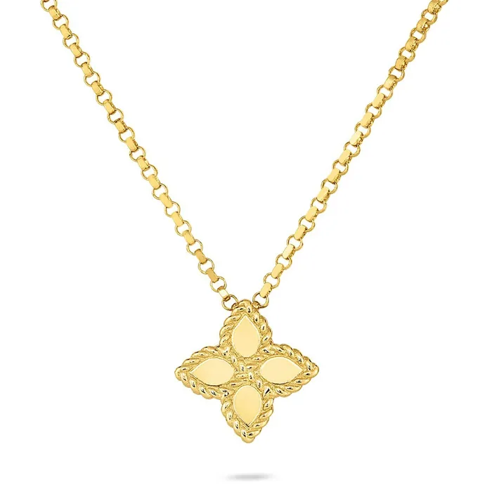 Roberto Coin Roberto Coin Yellow Gold Princess Flower Small Pendant Necklace Necklaces Roberto Coin Roberto Coin Yellow Gold Princess Flower Small Pendant Necklace Necklaces