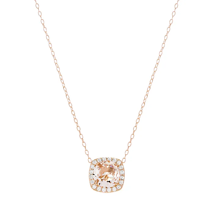Rose CZ Squared Station Necklace Noblepack CA Necklaces