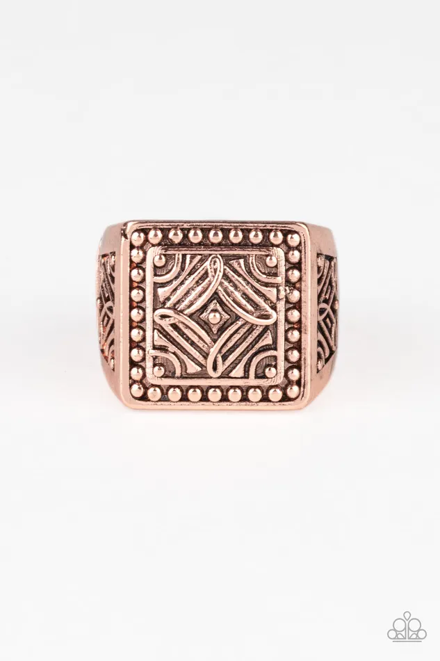 Side Trip Copper Mens Ring Paparazzi Paparazzi Accessories Rings