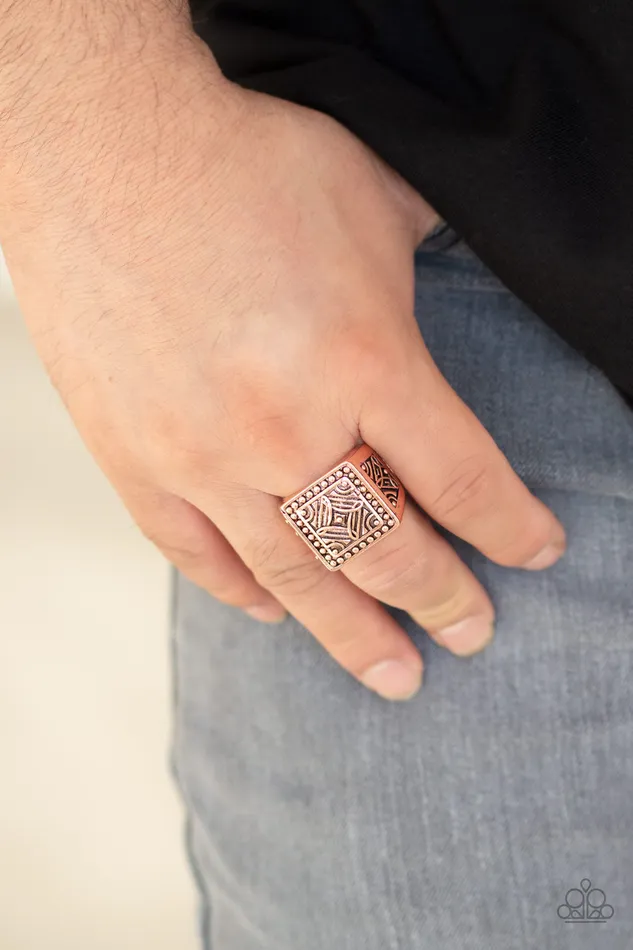 Side Trip Copper Mens Ring Paparazzi Paparazzi Accessories Rings