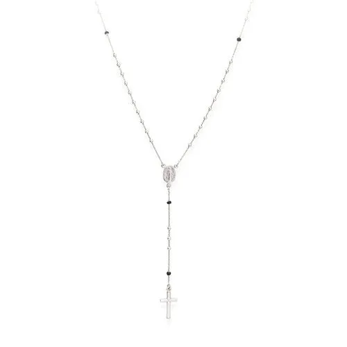 Silver Rosary necklace Rhodium 18inch ITALY Necklaces