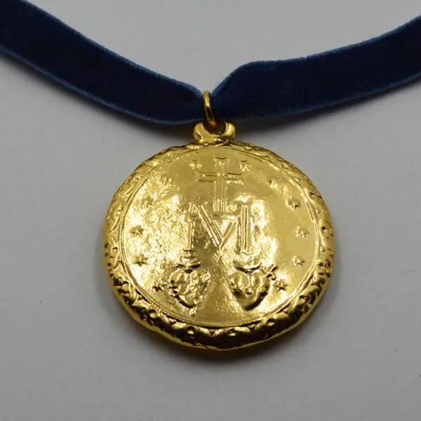 SPAIN Necklaces GoldPlated Our Lady of Guadalupe Sacred Heart Necklace 22inch