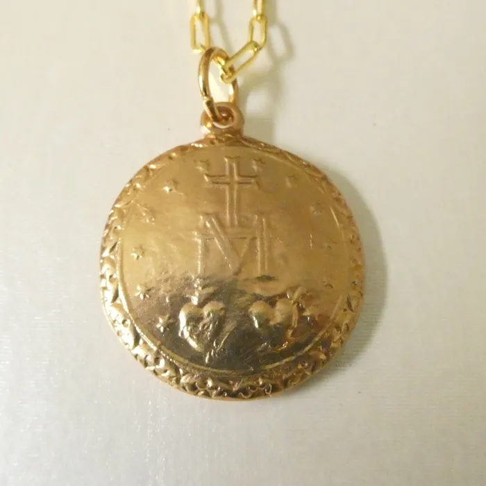 SPAIN Necklaces GoldPlated Our Lady of Guadalupe Sacred Heart Necklace 22inch
