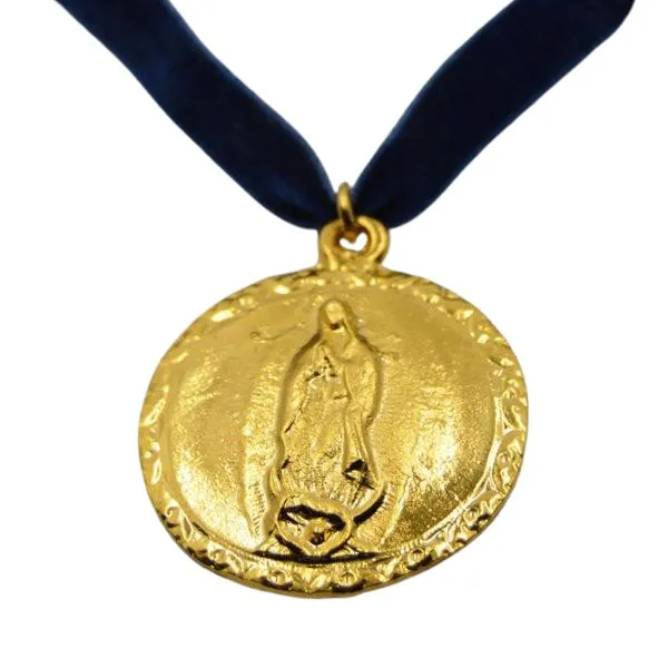 SPAIN Necklaces GoldPlated Our Lady of Guadalupe Sacred Heart Necklace 22inch
