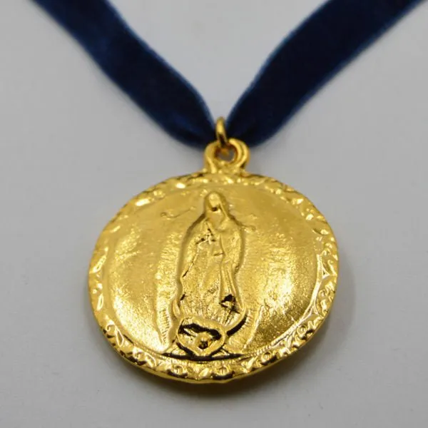 SPAIN Necklaces GoldPlated Our Lady of Guadalupe Sacred Heart Necklace 22inch