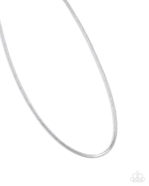 Spirited Simplicity Silver Flat Snake Chain Short Necklace Paparazzi Paparazzi Accessories Necklaces Spirited Simplicity Silver Flat Snake Chain Short Necklace Paparazzi Paparazzi Accessories Necklaces