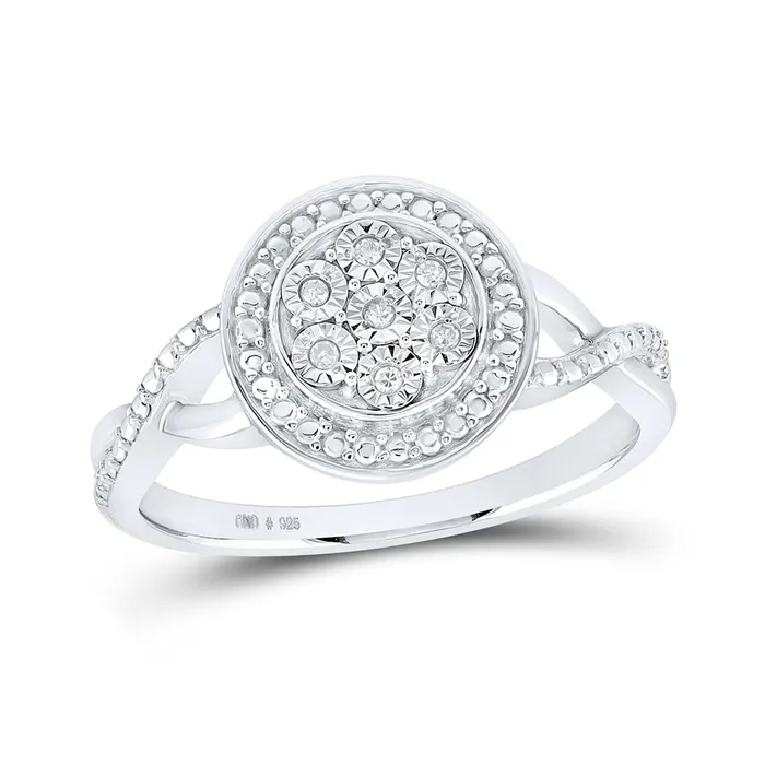 Sterling Silver Circle Ring 03 Cttw Round Natural Diamond Womens 273 grams GND Rings Sterling Silver Circle Ring 03 Cttw Round Natural Diamond Womens 273 grams GND Rings