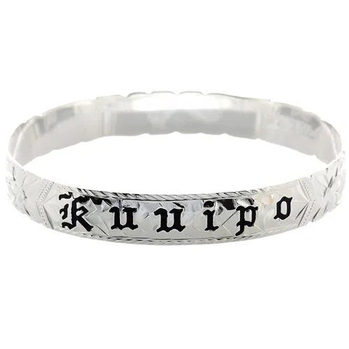Sterling Silver CustomMade Plumeria King Scroll Black Enamel Letter Cut Out Edge Bangle Heavy 175 Nakoa Rings Sterling Silver CustomMade Plumeria King Scroll Black Enamel Letter Cut Out Edge Bangle Heavy 175 Nakoa Rings