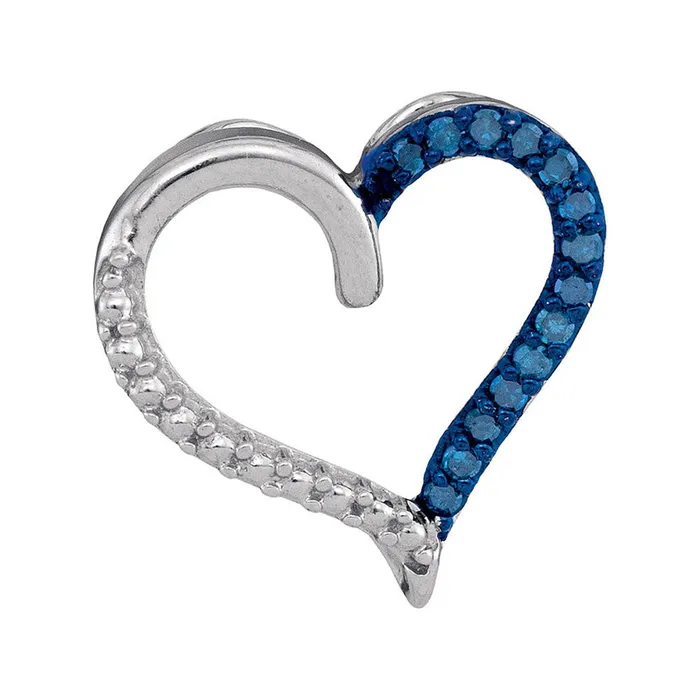 Sterling Silver Outline Heart Pendant 110 Cttw Round Blue Color Treated Diamond Womens 093 grams GND Necklaces Sterling Silver Outline Heart Pendant 110 Cttw Round Blue Color Treated Diamond Womens 093 grams GND Necklaces