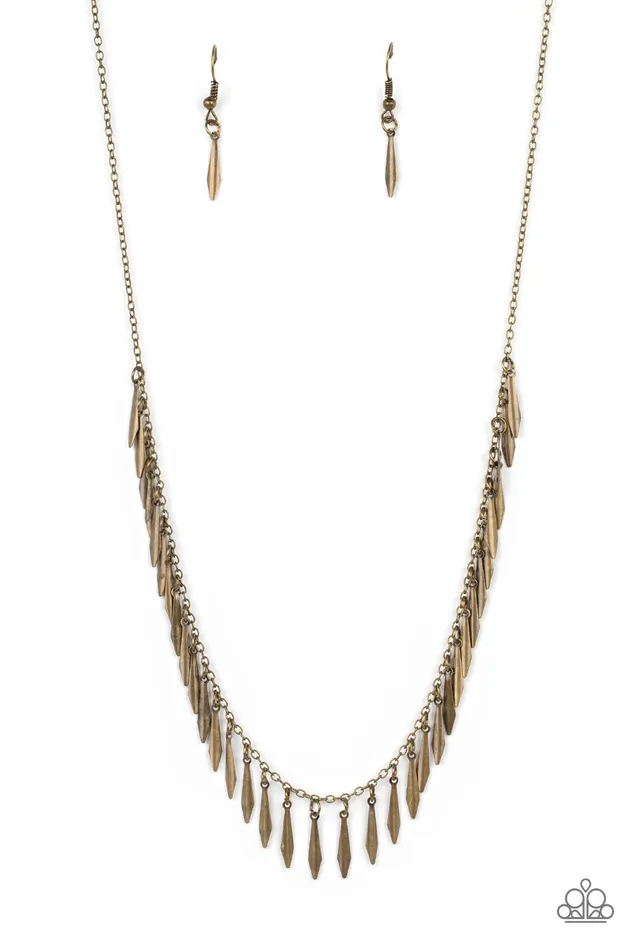 Striking Sheen Brass Bar Necklace Paparazzi Paparazzi Accessories Necklaces
