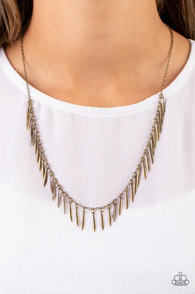 Striking Sheen Brass Bar Necklace Paparazzi Paparazzi Accessories Necklaces