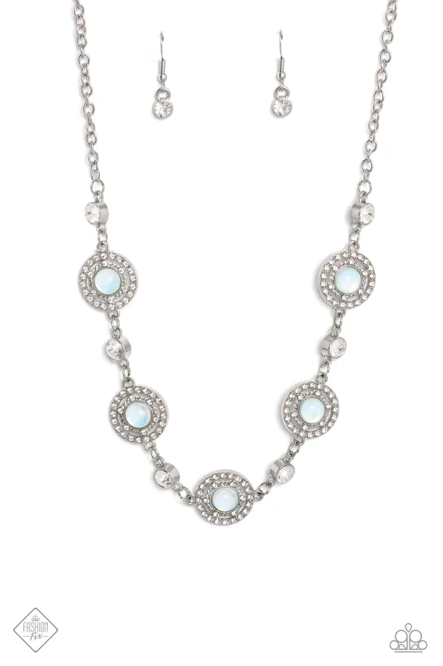 Summer Dream Green Glassy Bead Rhinestone Silver Short Necklace Paparazzi Fashion Fix July 2023 Paparazzi Accessories Necklaces