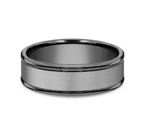 Tantalum Sandblasted Mens Band Benchmark Rings Rings
