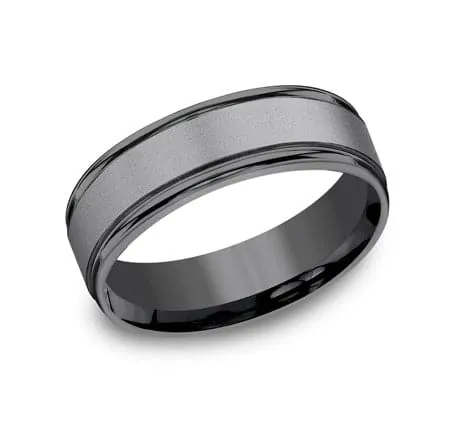 Tantalum Sandblasted Mens Band Benchmark Rings Rings