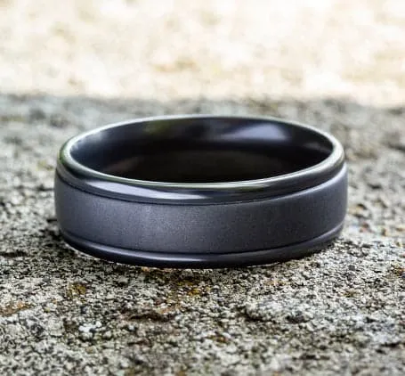 Tantalum Sandblasted Mens Band Benchmark Rings Rings