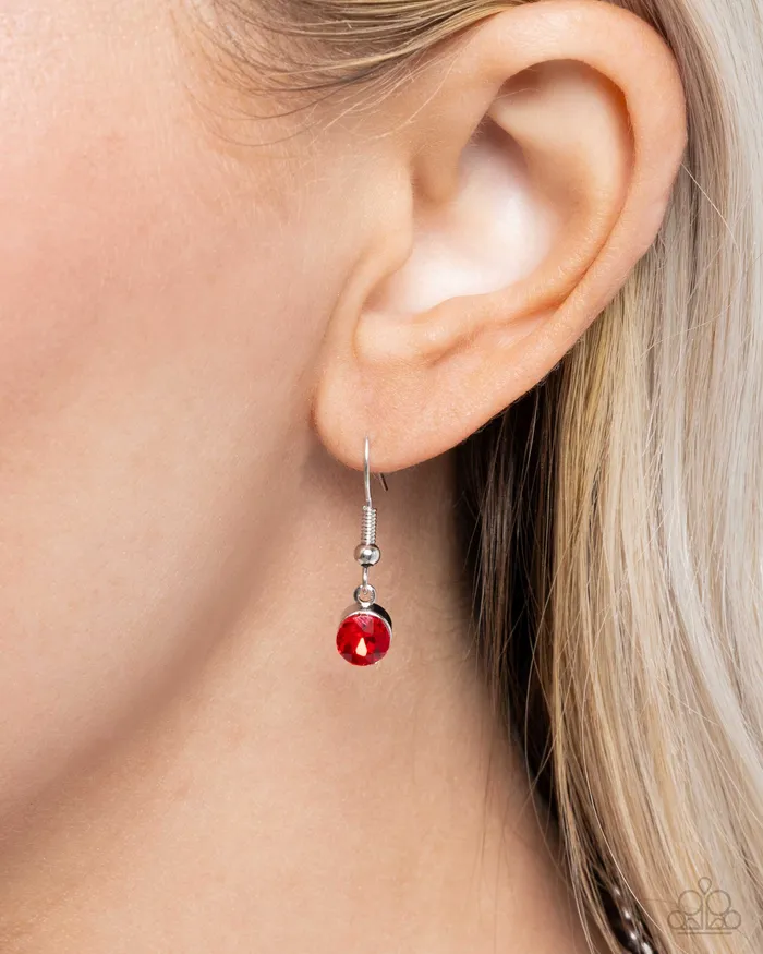 Tasteful Triad Red Gem Heart Silver Short Necklace Paparazzi Paparazzi Accessories Necklaces