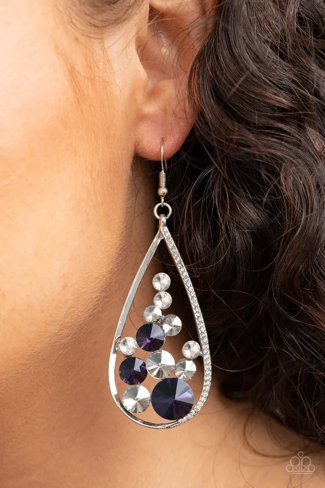 Tempest Twinkle Purple Rhinestone Silver Teardrop Earrins Paparazzi Paparazzi Accessories Rings