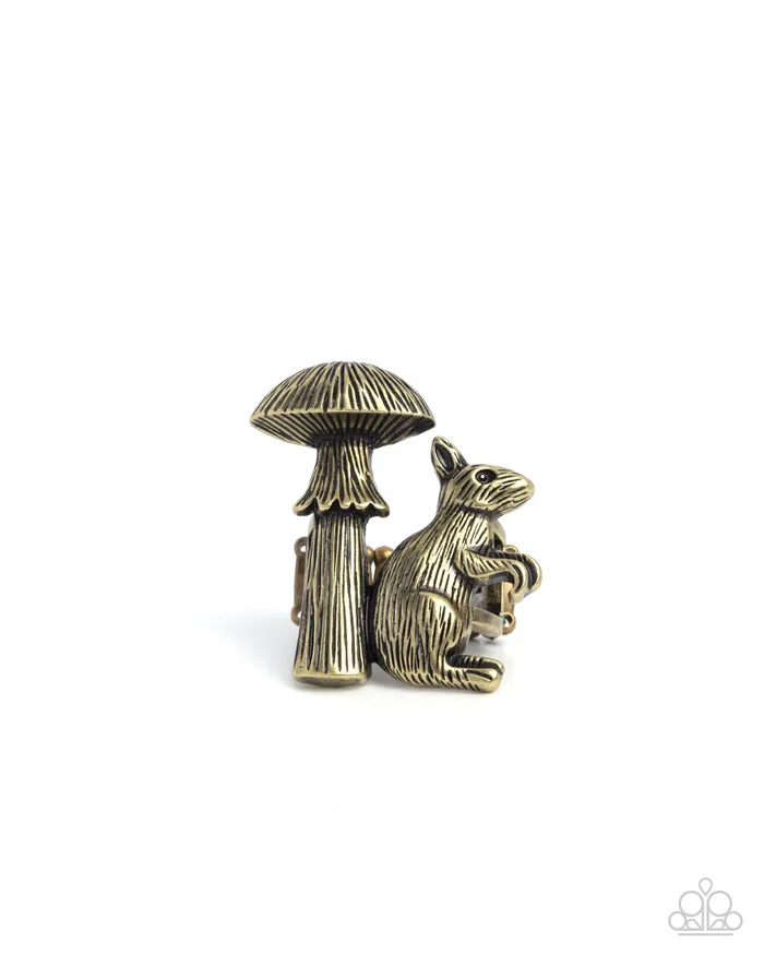 Textured Toadstool Brass Squirrel Squabbit and Mushroom Ring Paparazzi Paparazzi Accessories Rings Textured Toadstool Brass Squirrel Squabbit and Mushroom Ring Paparazzi Paparazzi Accessories Rings