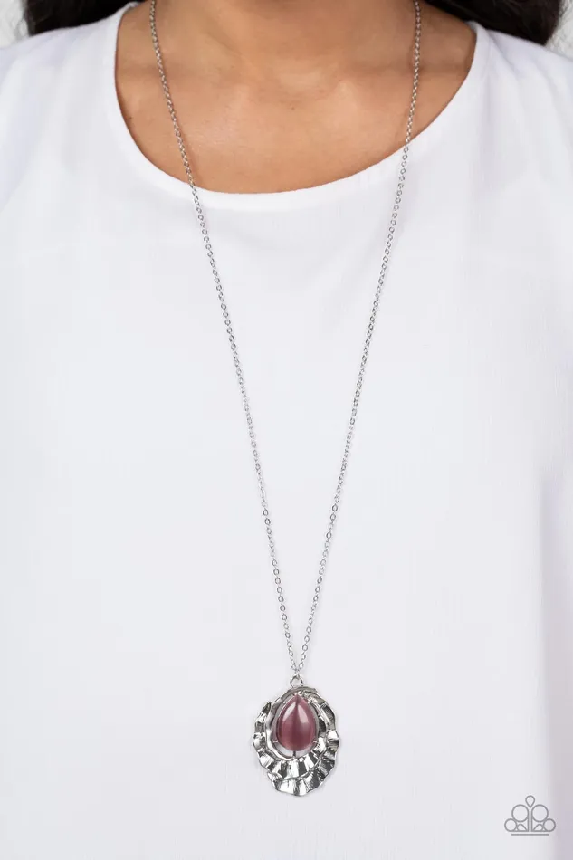 Titanic Trinket Purple Cats Eye Stone Silver Necklace Paparazzi Paparazzi Accessories Necklaces