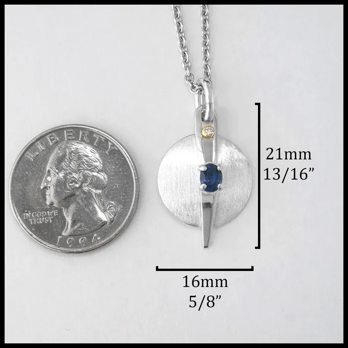 Tom Carter Brushed Silver Pendant with Blue Sapphire and Diamond Necklaces