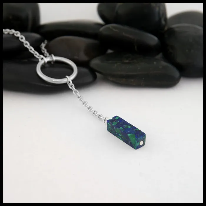 Tom Carter Sterling Azurite Malachite Cube Necklace Necklaces