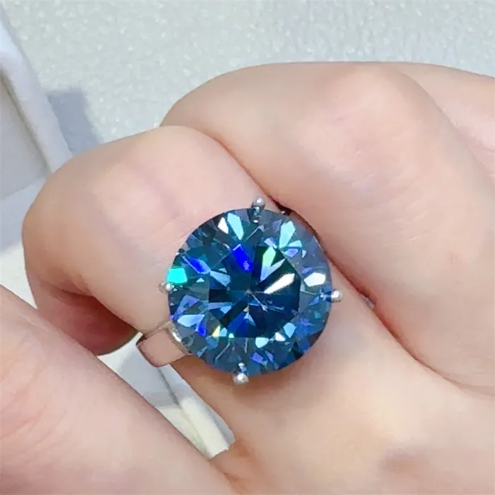 Trendsi 10 Carat 925 Sterling Silver Moissanite Ring Rings