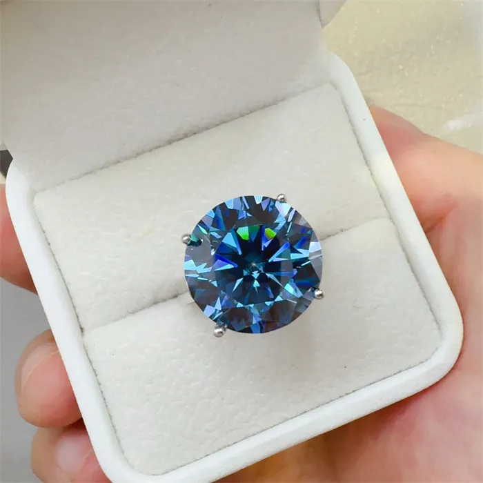 Trendsi 10 Carat 925 Sterling Silver Moissanite Ring Rings