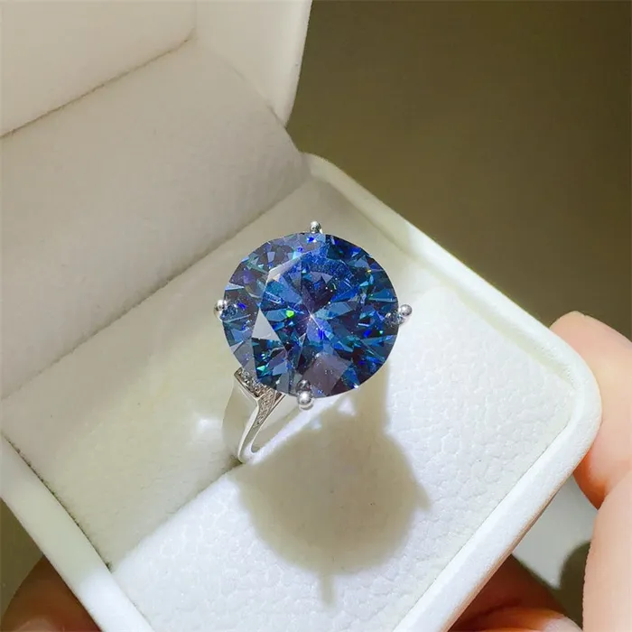 Trendsi 10 Carat 925 Sterling Silver Moissanite Ring Rings