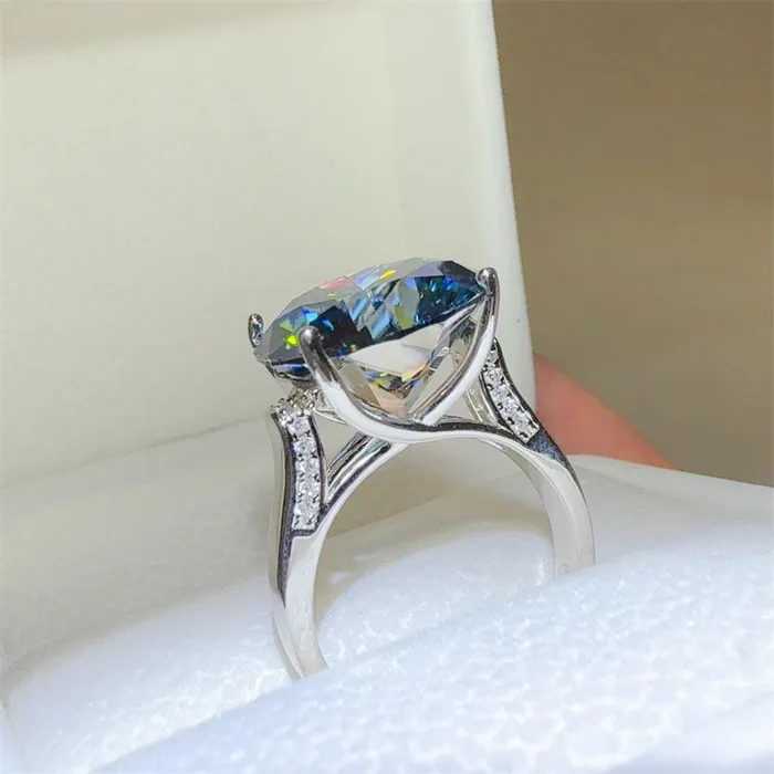 Trendsi 10 Carat 925 Sterling Silver Moissanite Ring Rings