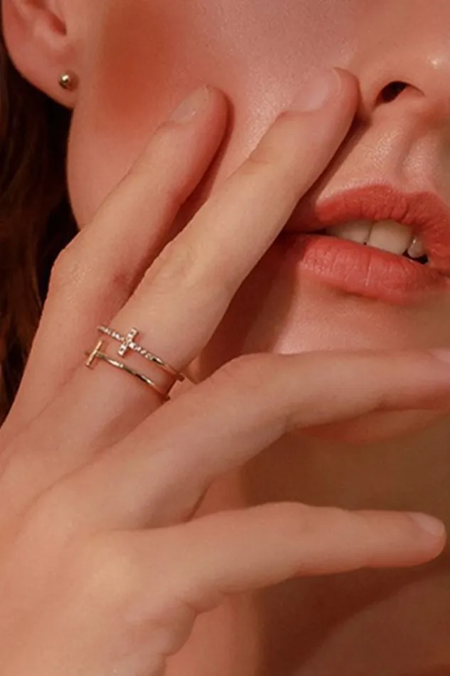 Trendsi 925 Sterling Silver Inland Zircon Cross Ring Rings