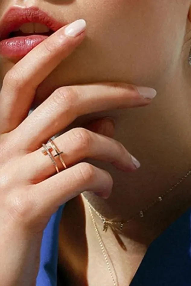 Trendsi 925 Sterling Silver Inland Zircon Cross Ring Rings