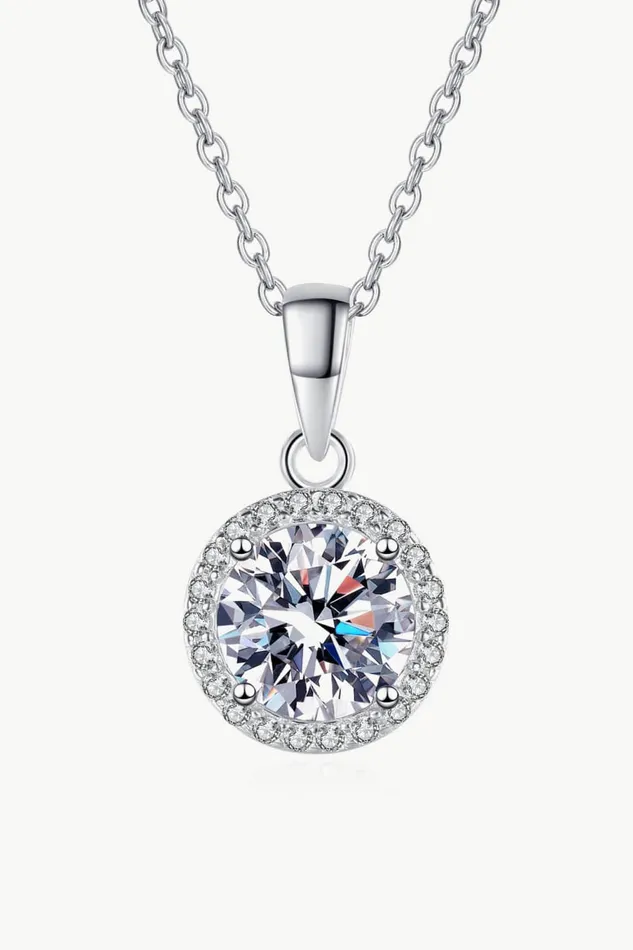 Trendsi Necklaces Chance to Charm 1 Carat Moissanite Round Pendant Chain Necklace