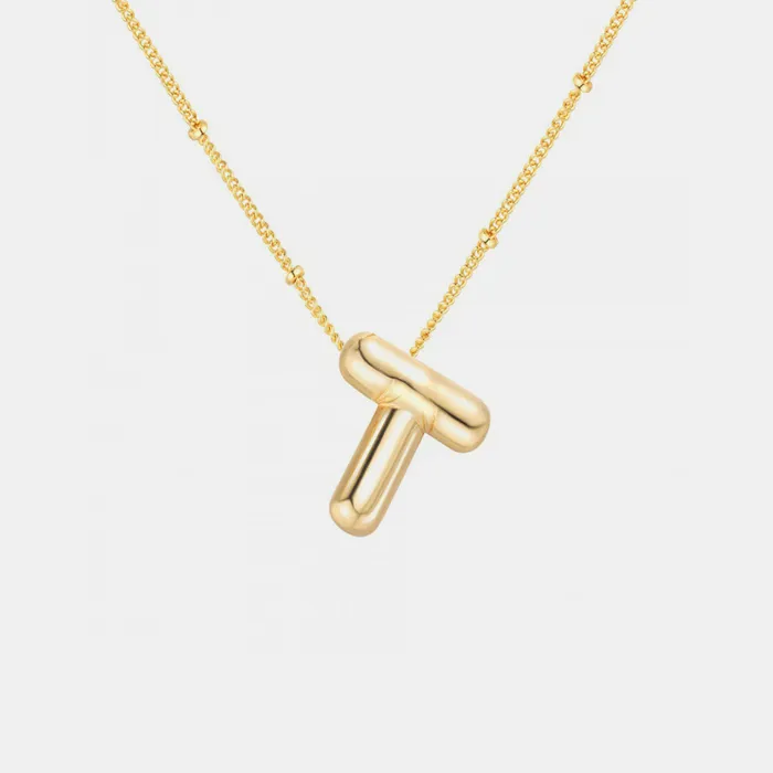 Trendsi Necklaces GoldPlated Bubble Initial Necklace