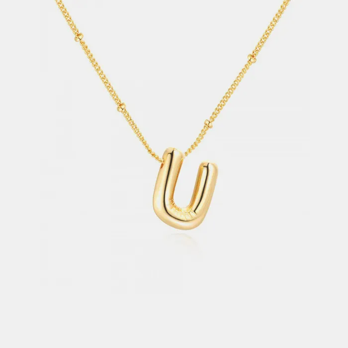 Trendsi Necklaces GoldPlated Bubble Initial Necklace Trendsi Necklaces GoldPlated Bubble Initial Necklace