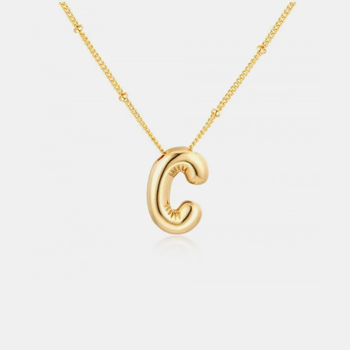 Trendsi Necklaces GoldPlated Bubble Initial Necklace Trendsi Necklaces GoldPlated Bubble Initial Necklace