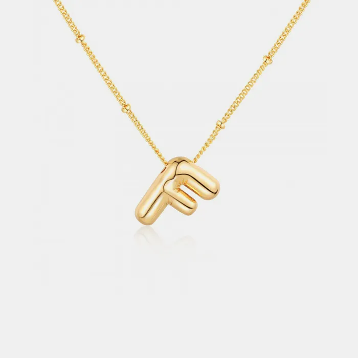 Trendsi Necklaces GoldPlated Bubble Initial Necklace Trendsi Necklaces GoldPlated Bubble Initial Necklace