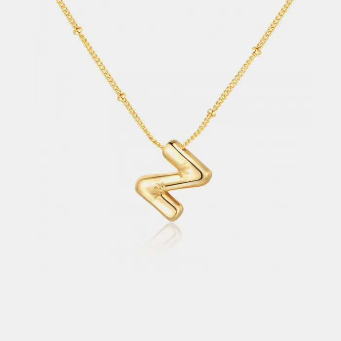 Trendsi Necklaces GoldPlated Bubble Initial Necklace Trendsi Necklaces GoldPlated Bubble Initial Necklace