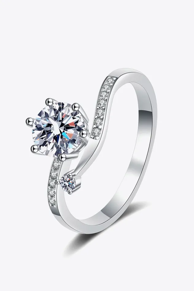 Trendsi Rings 1 Carat Moissanite 925 Sterling Silver Bypass Ring