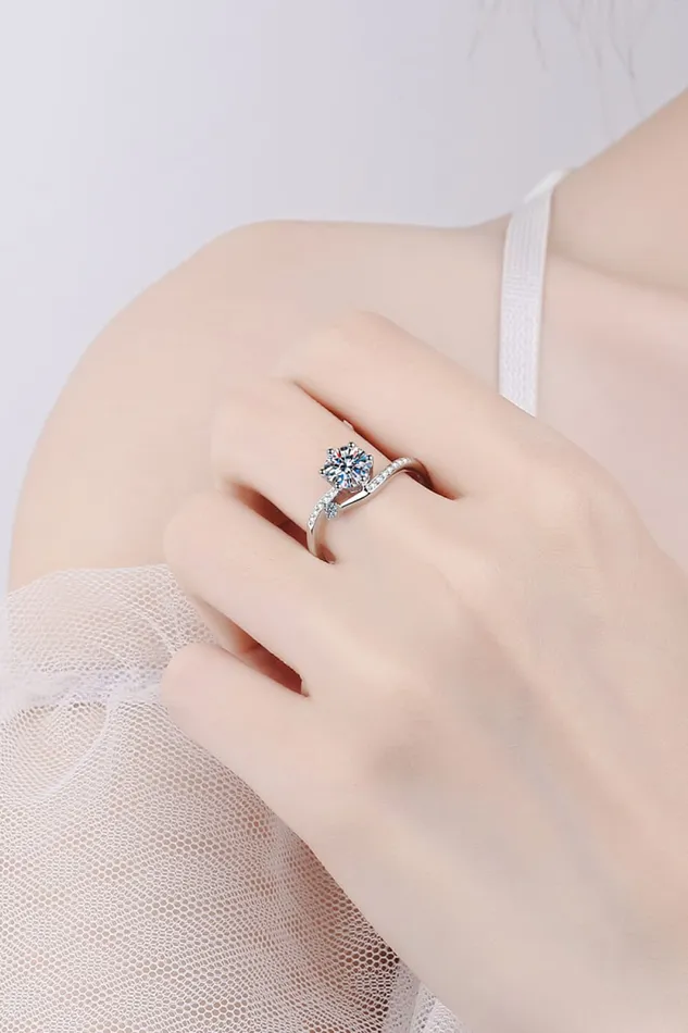 Trendsi Rings 1 Carat Moissanite 925 Sterling Silver Bypass Ring