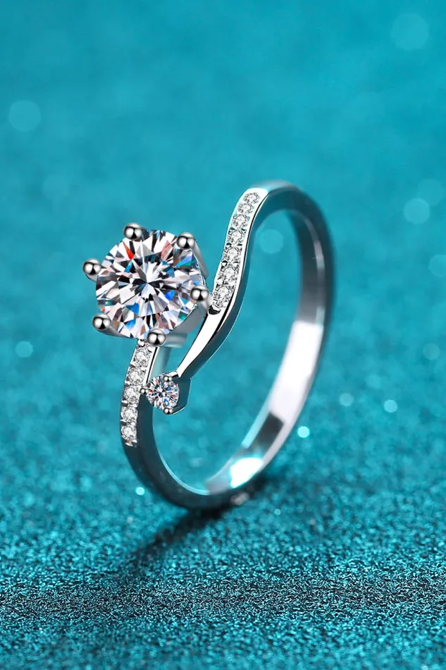 Trendsi Rings 1 Carat Moissanite 925 Sterling Silver Bypass Ring