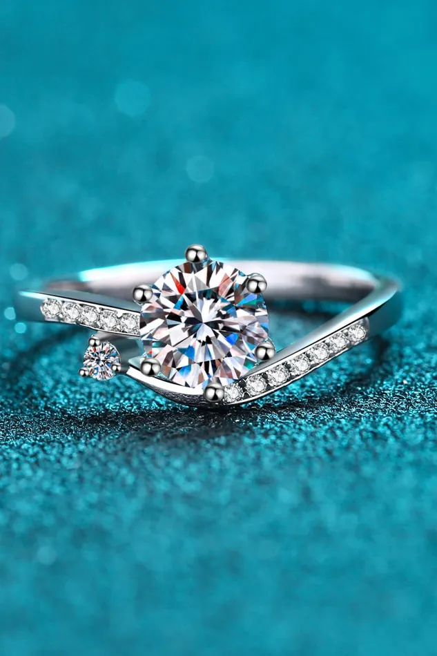 Trendsi Rings 1 Carat Moissanite 925 Sterling Silver Bypass Ring