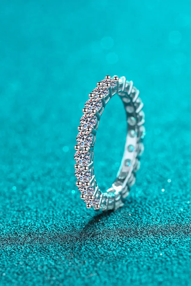Trendsi Rings 22 Carat Moissanite RhodiumPlated Ring