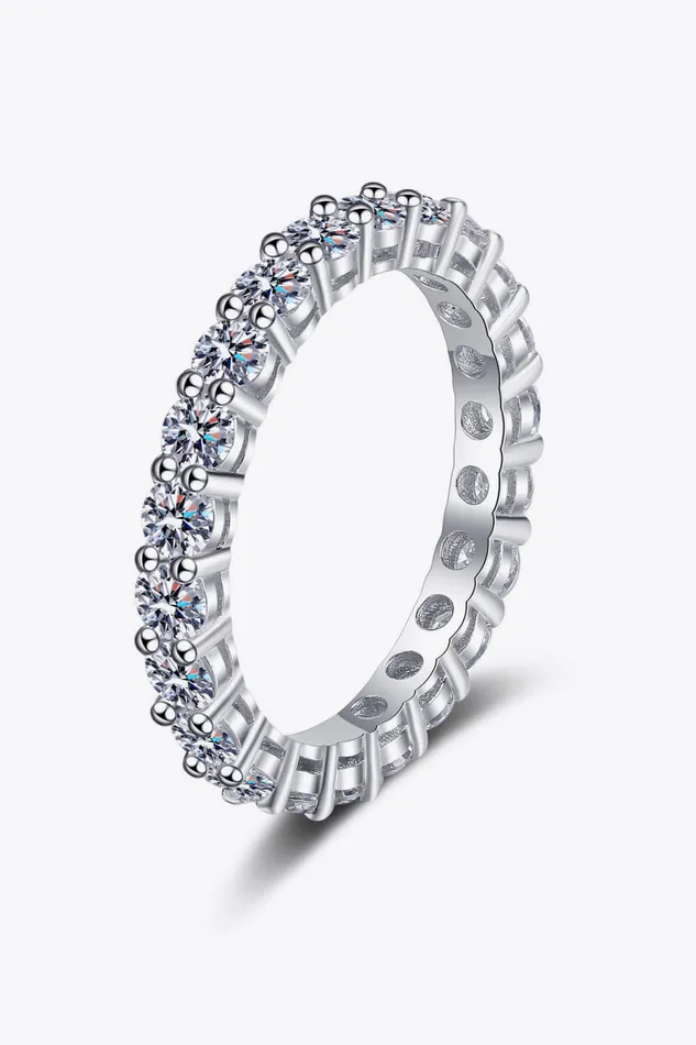 Trendsi Rings 22 Carat Moissanite RhodiumPlated Ring