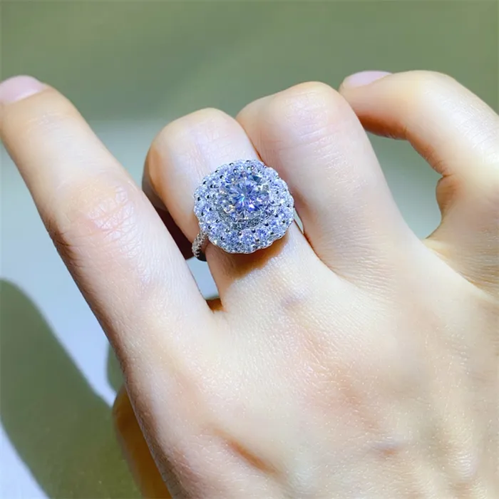 Trendsi Rings 2 Carat Moissanite 925 Sterling Silver Ring